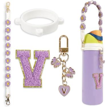 Imagem de Conjunto de pingentes de letras fofas compatível com garrafa de água Owala 680 g, 946 ml, 1,13 g, Owala Kids, copo de café Owala FreeSip – Inclui alça de alça, para acessórios Owala & Stanley Cup