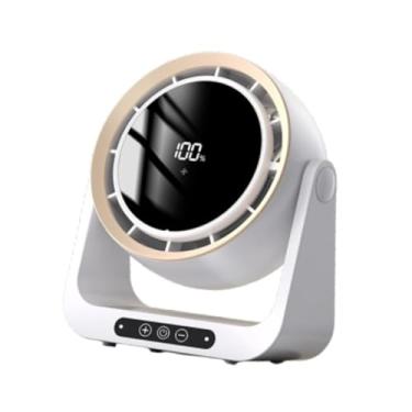 Imagem de IEUDNS Fã de mesa USB recarregável silencioso ar fresco de ar fresco 90 ° Cabeça de inclinação Mini fã de mesa para o dormitório de viagens para casa, Branco