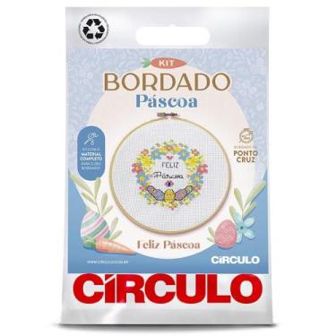 Imagem de Kit Bordado Páscoa 2025 Círculo - Feliz Páscoa