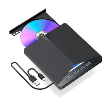 Imagem de Unidade externa portátil de CD/DVD para laptop, leitor de CD/DVD 7 em 1 USB 3.0, gravador e gravador para todos os sistemas