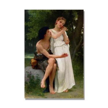 Imagem de NHLDZYH William Adolphe Bouguereau Impressões artísticas - Pintura de retrato - (Suas primeiras joias) - Pôster temático de mitologia grega - Pôster de decoração de parede vintage. Tela 30x45cm