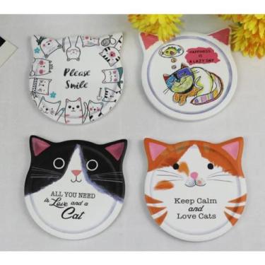 Imagem de Porta Copo de Cerâmica Branco Estampa Frases Gatinhos 11cm - RIO DE OU