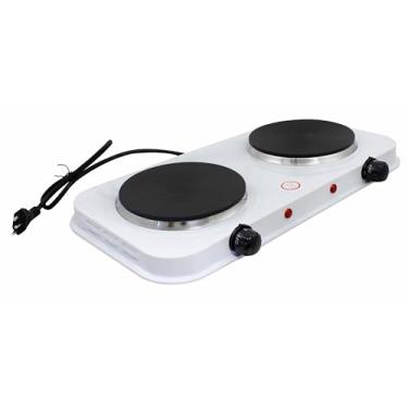 Imagem de Fogão Elétrico Portátil, 2 Bocas, 2000W, 5 Níveis de Temperatura, 127V, Branco (220V)