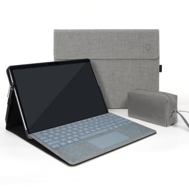 Imagem de TAIKESEN Capa protetora para Microsoft Surface Pro 11/Pro 10/Pro 9, suporte durável, compatível com teclado tipo capa, bolsa de acessórios incluída, cor cinza