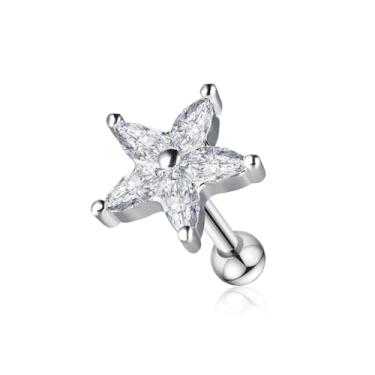 Imagem de FLORA PIERCING MINIBARBELL PRATA 925 PIERCING HELIX CONCH FLOR ZIRCÔNIA CRAVEJADA 1.2X8mm