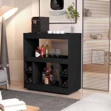 Imagem de Aparador Egeo com Adega com Pés Rodízio (Preto)