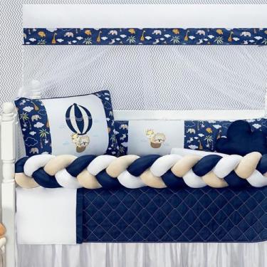 Imagem de Kit Berço Safari Menino 11 Peças Estampado Bichinhos + - Jm Enxovais