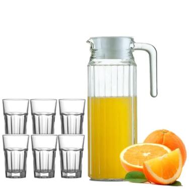 Imagem de Jogo De Jarra 1l Com 6 Copos 350ml Em Vidro Para Água Suco