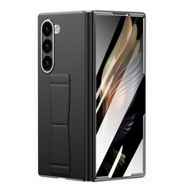 Imagem de HAO RIYLN Capa de couro genuíno para Samsung Galaxy Z Fold6, capa de telefone ultrafina à prova de choque com proteção de câmera de tela, capa vintage, preta, Z FOLD6