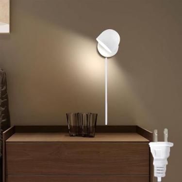 Imagem de Luz de parede interna LED com controle de toque moderno plug-in lâmpada de parede com plugue 350° livremente giratório arandela de parede acrílico sombra quarto sala de estar cozinha mesa 3000K/4000K