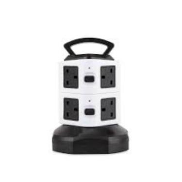 Imagem de Torre de Tomada Vertical com 3 Tomadas Universais e 2 Portas USB, Design Compacto, 2500W, Branco