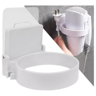 Imagem de Suporte Porta Secador De Cabelo Adesivo Para Parede Sem Furos Cabelos Organizador Multiuso Adesivo