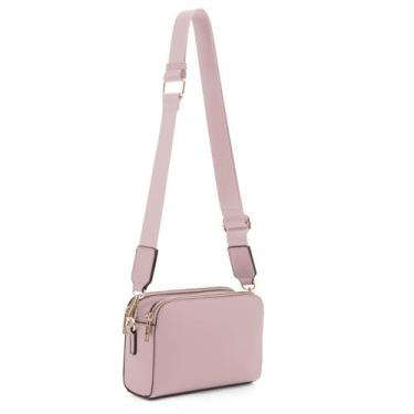 Imagem de Bolsa tiracolo EVVE com zíper triplo, câmera pequena, lilás, material 