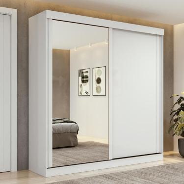 Imagem de Guarda-Roupa 2 Portas de Correr 2 Gavetas Easy Light com Espelho Branco