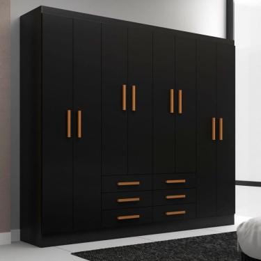Imagem de Guarda-Roupa Casal Paris 8 Portas 6 Gavetas Black - Evidencia Móveis