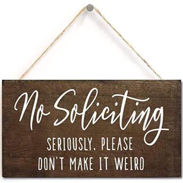 Imagem de TOMATO FANQIE Placas De Madeira "Não Solicitar" Para Artesanato, Engraçadas Casa - Pendurar Na Porta 10 X 5 Polegadas Com Os Dizeres "Solicitar", "Sério, Por Favor, Não Estranhe" (Us-G009)