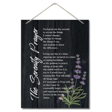 Imagem de AUII JO DESIGN Placa De Decoração Parede Com Oração Da Serenidade, Citação Inspiradora Versículo Bíblico, Placas Madeira Impressas Para Pendurar, Sala Estar E Quarto, Escritura Cristã 25X19 Cm C