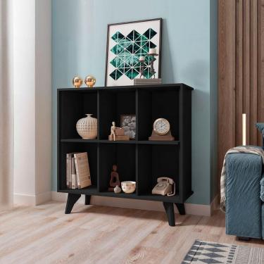 Imagem de Estante Organizadora De Livros Com 6 Nichos Modelo Panamá Preto