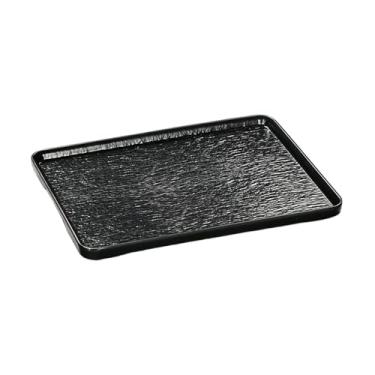 Imagem de Bandeja antiderrapante com padrão de pedra preta retangular de porcelana de imitação comercial japonesa - bandeja de 45,72 cm