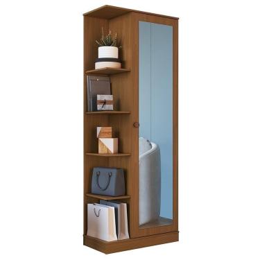 Imagem de Armário Multiuso Sapateira Camile 1 Porta Freijó Com Espelho - Indékes Freijó