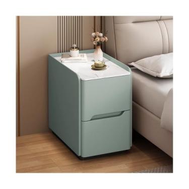 Imagem de Mesa De Cabeceira Moderna Com Espaço De Armazenamento, Mesa De Cabeceira Estreita De Madeira Maciça Com Gavetas Para Dormitório E Áreas Pequenas(Green,9x15x19in)