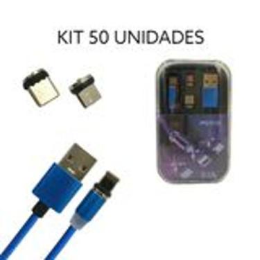 Imagem de Cabo Magnético Turbo 3 em 1 Micro Usb Tipo C e Ios Com Led Universal K