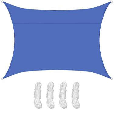 Imagem de TBATM Velas de Sombra 2m / 3m / 4m Retângulo Cor Sólida Toldo Impermeável Abrigo Jardim ao ar Livre Bloco Uv Sol Vela de Sombra com Cordas Livres para Varanda Pátio Partido, Azul Real,2x4m