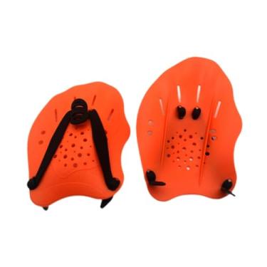 Imagem de YIJU Pás de mão para natação, nadadeiras, luvas de treinamento para crianças e adultos unissex, Laranja