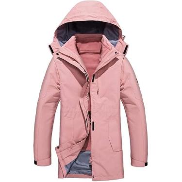 Imagem de Jaqueta Womes 3 I 1 Resistente à Água Rai Jaqueta Respirável Quente Lier Punhos Ajustáveis Las Autum Witer, Pink, S