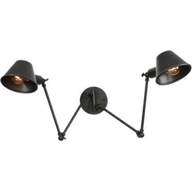 Imagem de Lâmpadas De Parede De 2 Luzes Braço Oscilante Ajustável Metal Retro Luminárias De Parede Iluminação De Cabeça De Direção Industrial Vintage Wall Scoes, Red Bronze