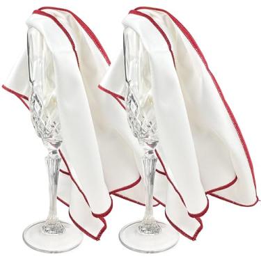Imagem de Wine Chic Pacote com 2 panos de polimento de vidro de vinho de microfibra premium, toalhas de secagem grandes sem fiapos para óculos, copos, vidro, lentes de câmera, 63 cm x 50 cm (branco, 2 unidades)