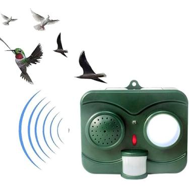 Imagem de Repelente Imal Repelente De Pássaros E Morcegos Alimentado Por Energia, Repelente Externo Com Sensor De Movimento Pir Imitação De Som Para Fazenda De Campo De Quintal De Jardim, Green