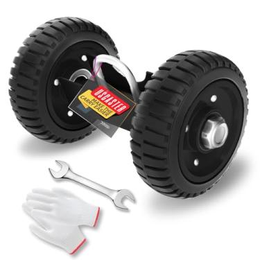 Imagem de USCaster Roda de portão giratório, rodízios de portão deslizante para portões de elos de corrente ou cerca de metal ou portão de madeira (15 cm, preto)