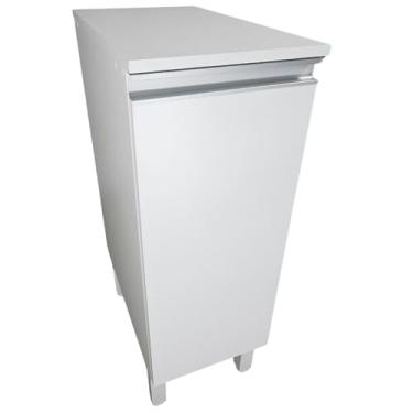 Imagem de Balcão Multiuso Estreito para Cozinha e Lavanderia 30cm em MDF Branco com Tampo (Porta Direita)