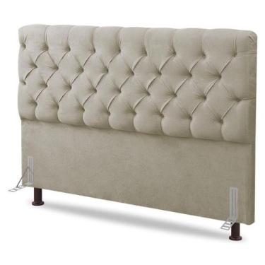 Imagem de Cabeceira Cama Box Solteiro Lylla 90cm Capitonê Com Frame Sintético Be