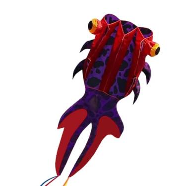 Imagem de Deevoka Peixe grande pipa brinquedo 3D grande animal pipa família atividades ao ar livre para pastagem presente crianças adultos, Roxo Vermelho