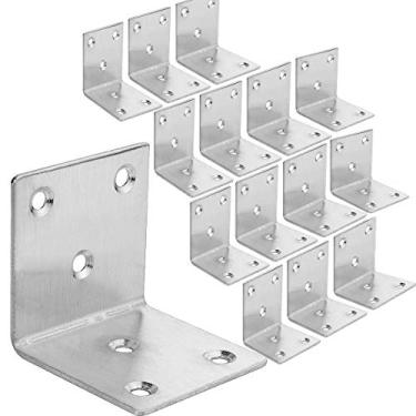 Imagem de Suporte de canto Slike, suporte de aço inoxidável resistente em L para móveis, junta de aço de canto para suporte de prateleira de ângulo direito canto para prateleiras, móveis e armários, extremidade redonda, 22Pcs-2x2Inch