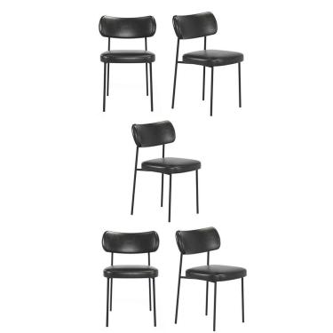 Imagem de Kit 5 Cadeiras Mona Para Sala Jantar Gourmet em Aço-Couríssimo-Preto-EdeCasaMoveis