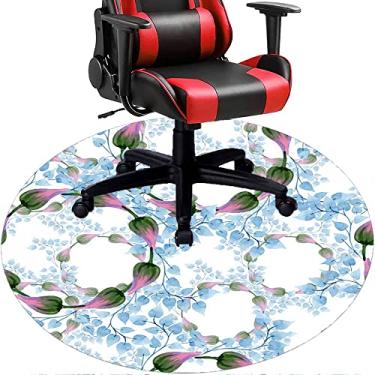 Imagem de Tapete de cadeira de escritório com flores, textura de flor, tapete de cadeira de mesa para piso de madeira de escritório doméstico, protetor de piso de pilha baixa multiuso, redondo, 99 cm