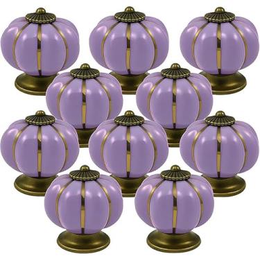 Imagem de Kit 10 Puxador de Porcelana Cerâmica Abóbora Gaveta Armário Móveis Retrô Vintage Colonial Lilás C1009 – Casa Nobile