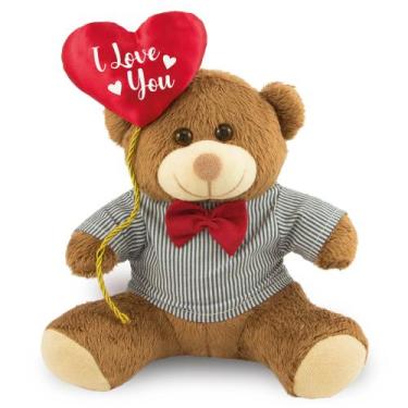 Imagem de Ursinho de Pelúcia com Balão 20cm Anti-alérgico - Toybrink, Marrom