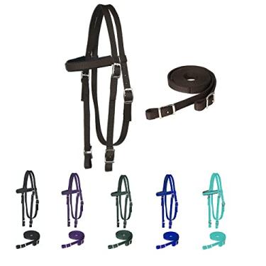 Imagem de Majestic Ally Cabeçote de cavalo com rédeas, faixa acolchoada de nylon, várias cores (chocolate, rascunho)