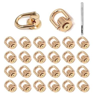 Imagem de INKNOTE 24 Peças De Parafusos Em D Com Cabeça Bola, Botões Giratórios 360 Graus, Rebites Metal, Pregos Chicago Furador Para Mochila, Carteira Couro, Cinto, Bolsa (Dourado)