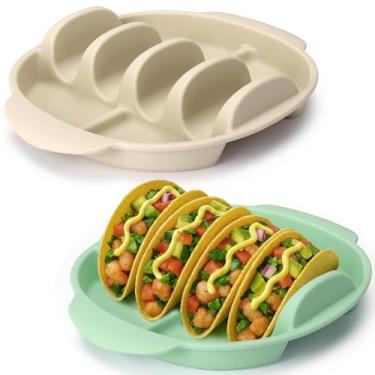 Imagem de Palksky Pacote com 2 placas de suporte de taco com divisórias de silicone para tacos macios e duros