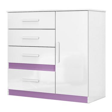 Imagem de Cômoda Sapateira Vênus 1 Porta e 4 Gavetas - Moval Branco/Lilás