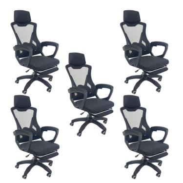 Imagem de Kit 5 Cadeiras de Escritório Presidente Executiva Oficial Supreme Preto