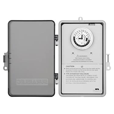 Imagem de Suraielec Temporizador de piscina, interruptor de temporizador mecânico de ciclo de 24 horas, 40 AMP, 2HP, 120, 240, 277 VAC, caixa de temporizador para controlador de piscina resistente para ambientes externos para bomba de piscina, aquecedor de água, spa, aparelhos potentes