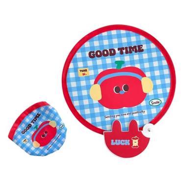 Imagem de Colaxi Leque dobrável de desenho animado, pequeno, redondo, de verão, para eventos, festas, lembrancinhas, festivais, Maçã Vermelha