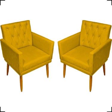 Imagem de Kit 2 Poltronas Decorativa Para Sala Recepção Nina Capitonê Suede Cores Pé Palito