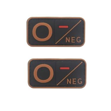 Imagem de Ruoming 2 peças externas 3D PVC borracha macia tipo sanguíneo médico, crachá de gancho de resgate, emblema de moral, acessório DIY (marrom O-)